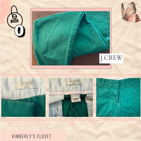 J.Crew Stretch City Fit Pants Kelly Teal Green | Size 0 - Picture 3 of 7